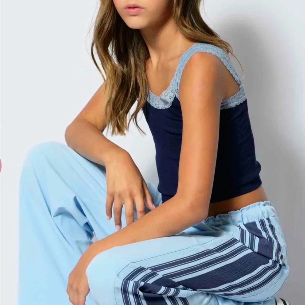 KatieJ NYC Tween Sporty Becky Pant - Baby Blue/Evening Blue